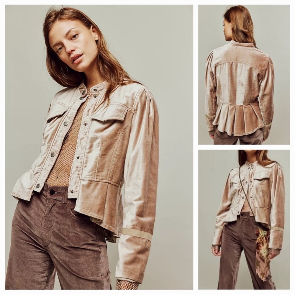 Free People Ballet Racer Jacket in Champagne Size Small NEW